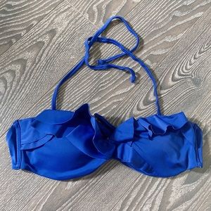 Two-way ruffle padded swim top in blue US4